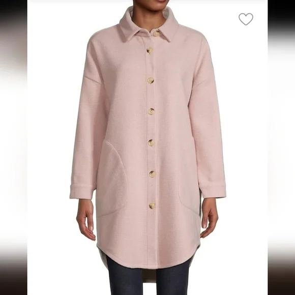 Design Lab Pink Textured Button-Front Jacket Shacket - Picture 1 of 5